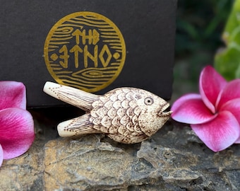 Kuripe Fish Handcrafted from Crocodile Wood with Balinese Burned Ornamentation