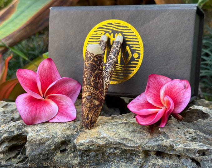 Kuripe Double Nostril with Balinese Eye of Ra Burned Ornament