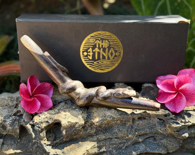 Tepi "Snake Round" Carved from Single Wooden Block of Dark Wood