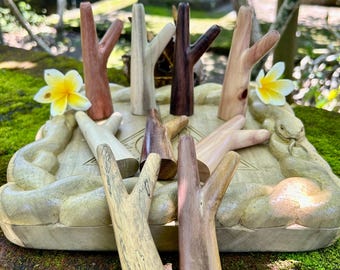 Kuripe pipe Standing style wood for your choice . Single block wooden kuripe.