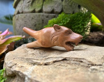 Carved “Tiger Head” Kuripe from single wooden block high quality carving Waru durable wood.