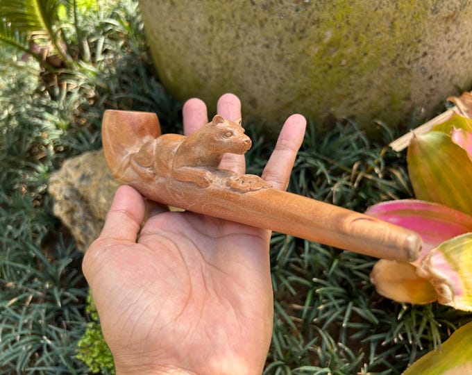 Smoking pipe. Tobacco “Jaguar” Smoking pipe carved  from single wooden block high quality carving sawo wood.
