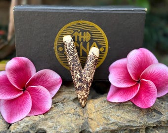 Balinese Butterfly Burned Ornament Kuripe, Handcrafted from Crocodile Wood