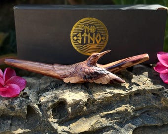 Tepi "Hummingbird Folded Wings" Carved from Single Wooden Block of Tamarind Wood