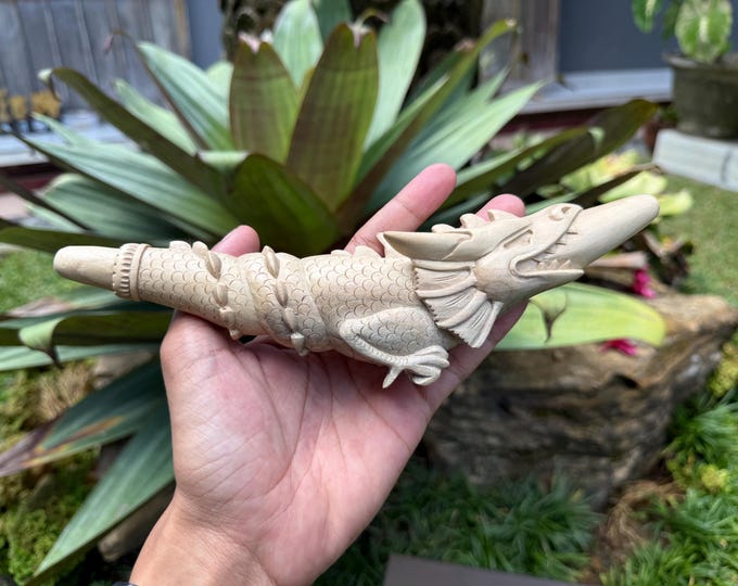 Tepi "Chinese Dragon" carved from single wooden block high quality carving of Crocodile wood