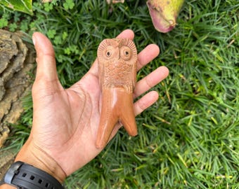 Kuripe “Standing Owl” Carved from single wooden block high quality carving Waru wood.