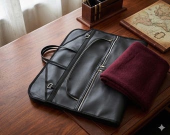 Funda de cuero para trajes, portatrajes de viaje para negocios y bodas.