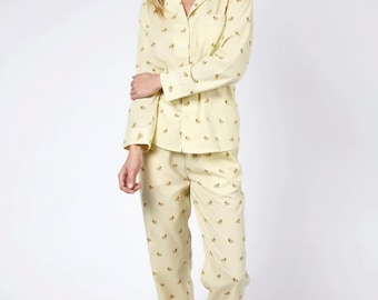 Pigiama da donna con stampa di cani, pigiama blu comodo