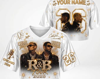 Usher Chris Brown R&B Tour 2026 Michigan Jersey – Celestial Gold Music Fan Gear