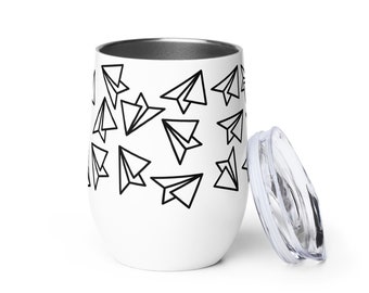 Paper Airplanes Wine Tumbler, Plane Lover, Coffee Mug, Flight Attendant Gift, Travels, Travel Mug, Pilot Cup, Travel Gift, Travel Lover