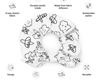 Planes and Clouds Scrunchie