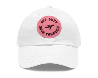 Flight Attendant Layover Hat, Flight Attendant Gift, Pilot Hat, Pilot Gift, Crew Gift, Airline Gift, Dad Hat with Leather Patch