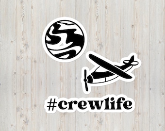 Flight Attendant Stickers, Crew Life Stickers, Pilot, Aviation, Flying, Airplane, Plane, Earth, World, Fun Stickers, Flight Attendant Gift