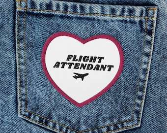 Flight Attendant Heart Patch, Flight Attendant Gift, Flight Crew Gift, Travel Lover, Travels, Embroidered Patches