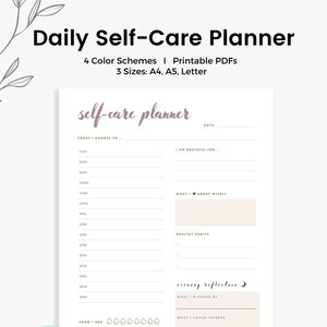Self Care Checklist, Self Care Journal, To Do List, Daily Journal, Printable Digital Download Wellness Planner, A4, A5, LETTER, PDF