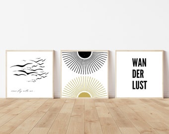 Boho Artful Printable Art, Travel Lover, Gift for Flight Attendant, Boho Traveler, Traveler Gift, Travels, Wander Lust, Digital Download