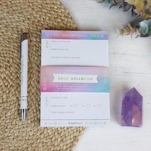 Wellbeing & Intention Setting Desk Pad - stationery planner for self care, mindfulness and happiness