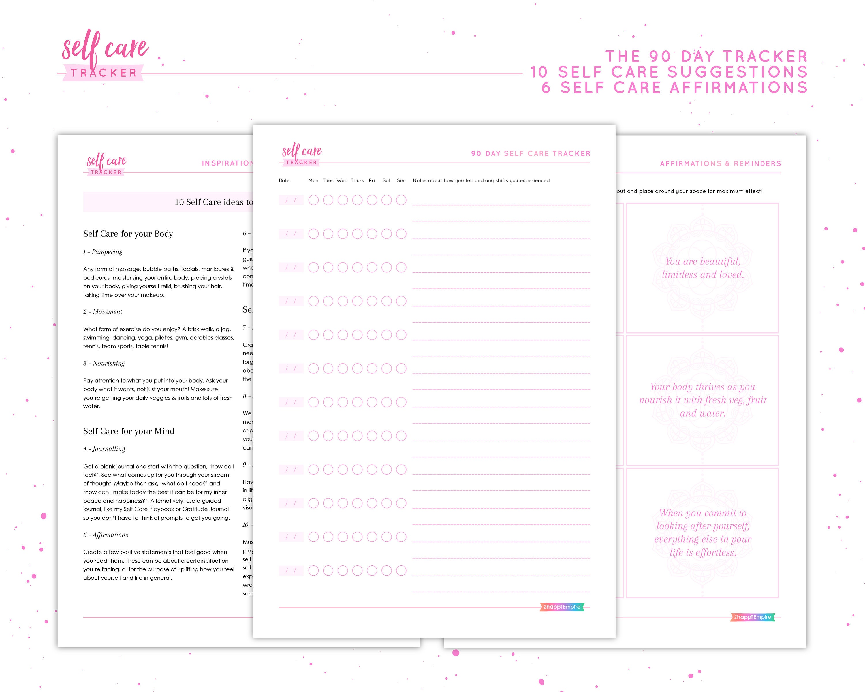 90 Day Self Care Tracker Printable PDF Download Self | Etsy