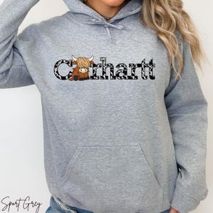 Sudadera Carhartt Cow: Sudadera con capucha divertida de granja imagen 5
