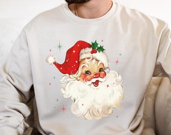 Retro Santa Christmas Sweatshirt: Vintage Holiday Crewneck