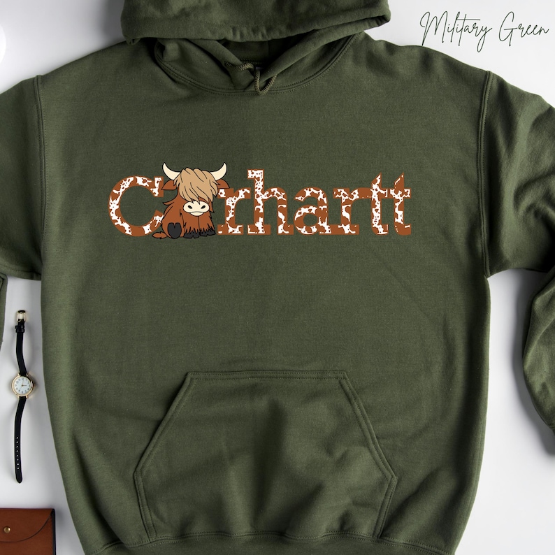Sudadera Carhartt Cow: Sudadera con capucha divertida de granja imagen 4