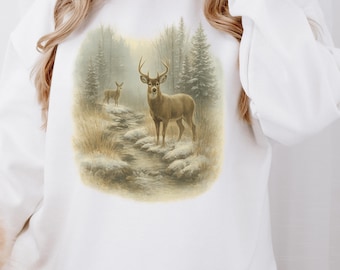 Vintage Deer Sweatshirt, 90s Retro Buck Doe Graphic, Americana Hoodie