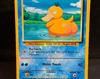 Tarjeta de Pokémon Thicc Psyduck hecha a mano
