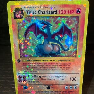 thicc charizard pokemon card Credit Card Credit Card Skin  Anime Town Creations Thicc Boi Charizard fan art