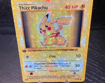 Thicc Pikachu Pokemon Card Handmade - Etsy