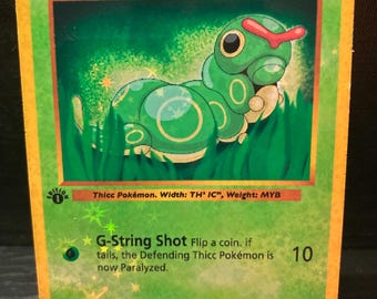 Tarjeta de Pokémon Thicc Caterpie hecha a mano