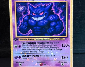 Tarjeta Pokémon Gengar fornido hecha a mano