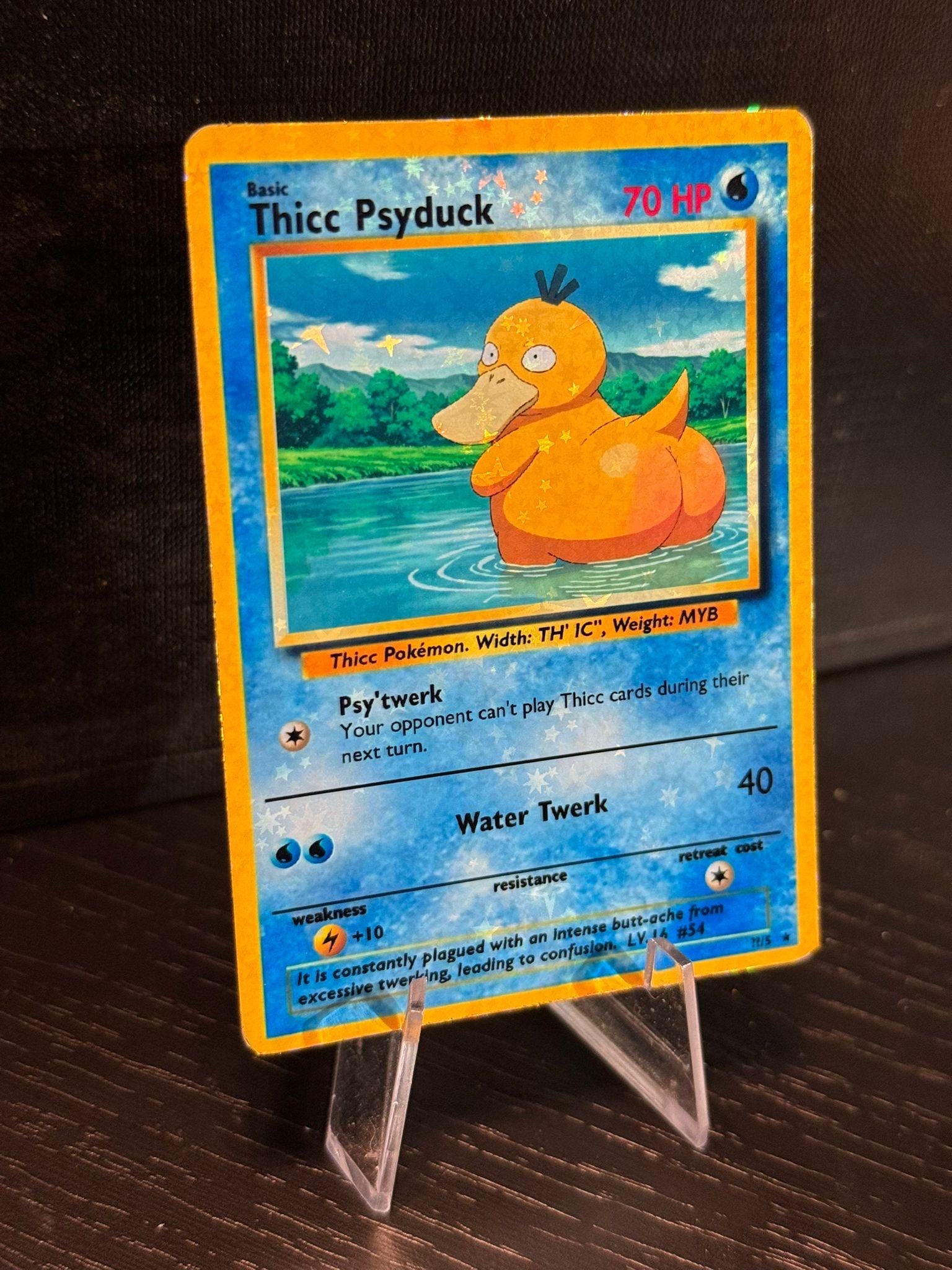 pokemon cards psyduck Thicc Psyduck Pokemon Card Handmade