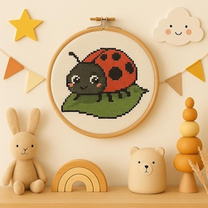 Sweet Ladybug Cross-Stitch Pattern for Kids