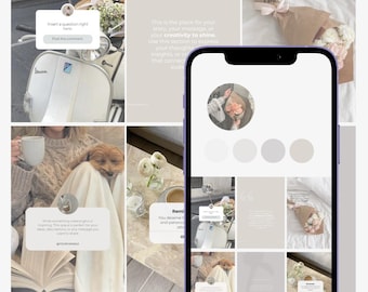 Neutral Beige Canva Templates | Elegant Minimal Social Media Kit
