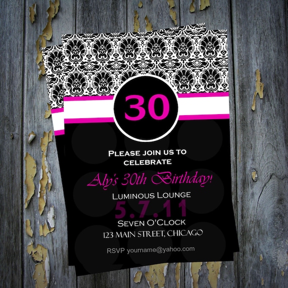 Modern 30th 40th 50th or Any Milestone Birthday Invitation Digital or Add Prints Front and Back Il_570xn