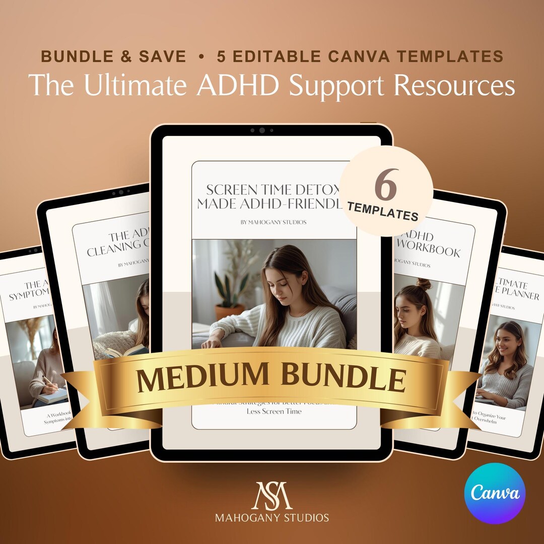 Ultimate ADHD Bundle Canva Templates Support Resources Digital Planner ...