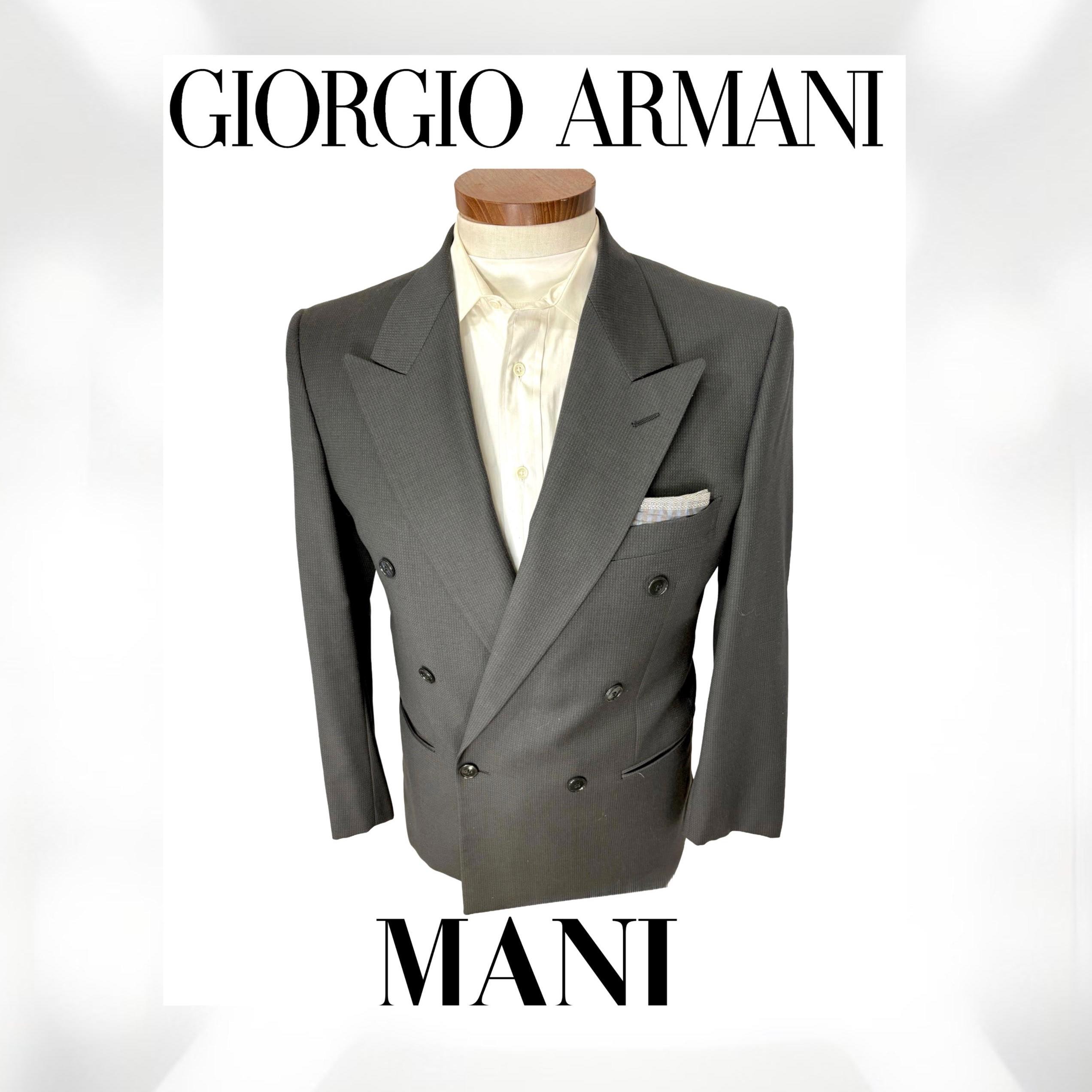 Mint Giorgio Armani Mani Sz 38S Grey Wool Double Breasted Blazer 