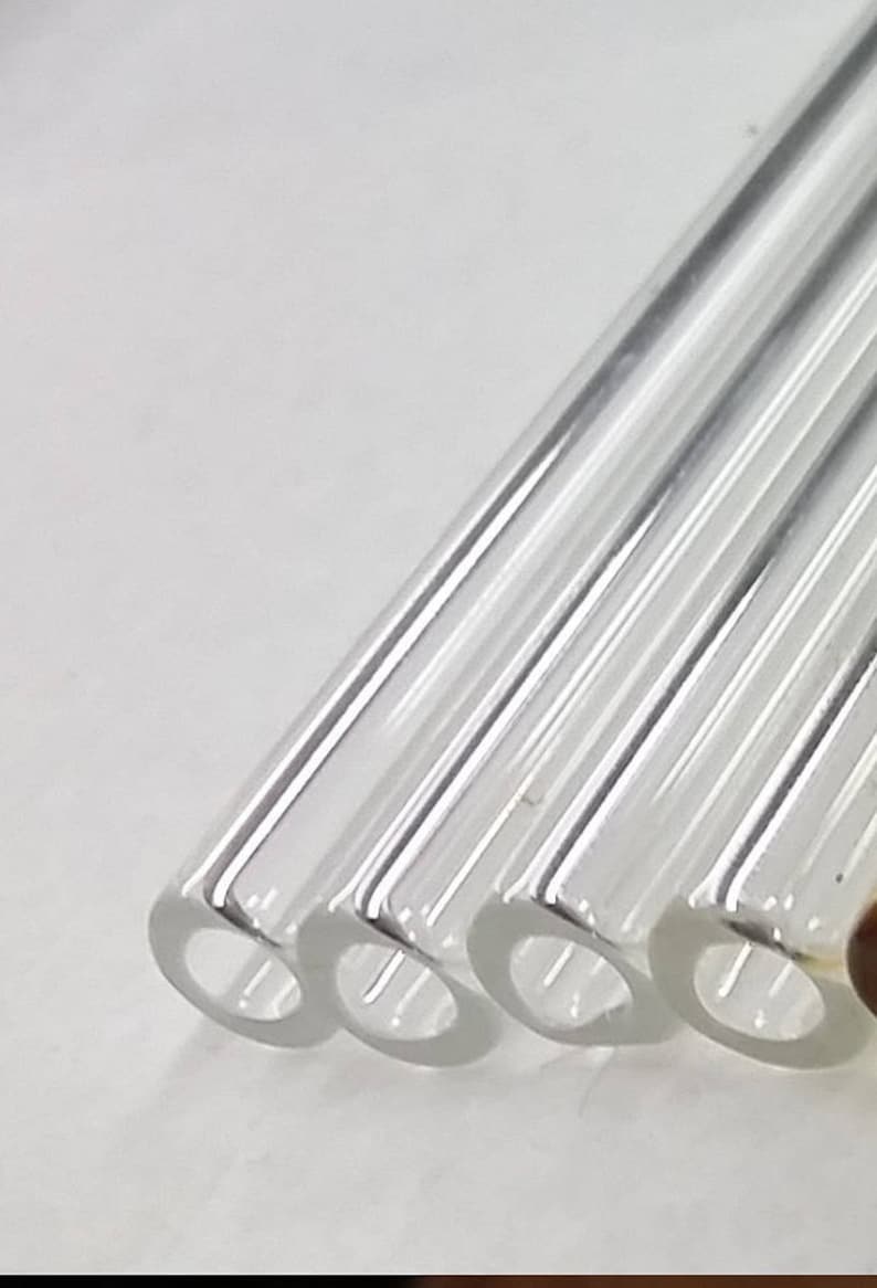Hand Blown Clear Glass Straw - 7 Inch Reusable Drinking Straw