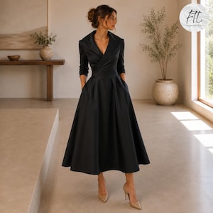 elegant smart casual dresses Memoriesea Women's Elegant Casual Short Sleeve Work Party A-Line Dress with  Pockets Black at Amazon Women's Clothing store