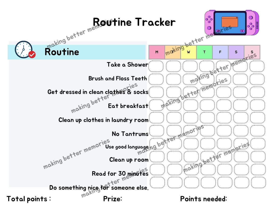 Daily Routine Tracker Printable | Visual Schedule for Kids With ADHD or ...