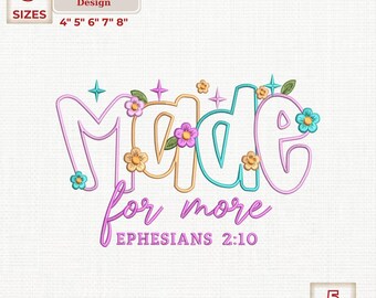 Floral Christian Embroidery: "Made For More" Shirt Design (Digital Download)