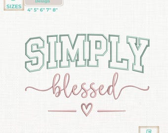 Simply Blessed, Stickdatei, christlicher Spruch (Digital Download)