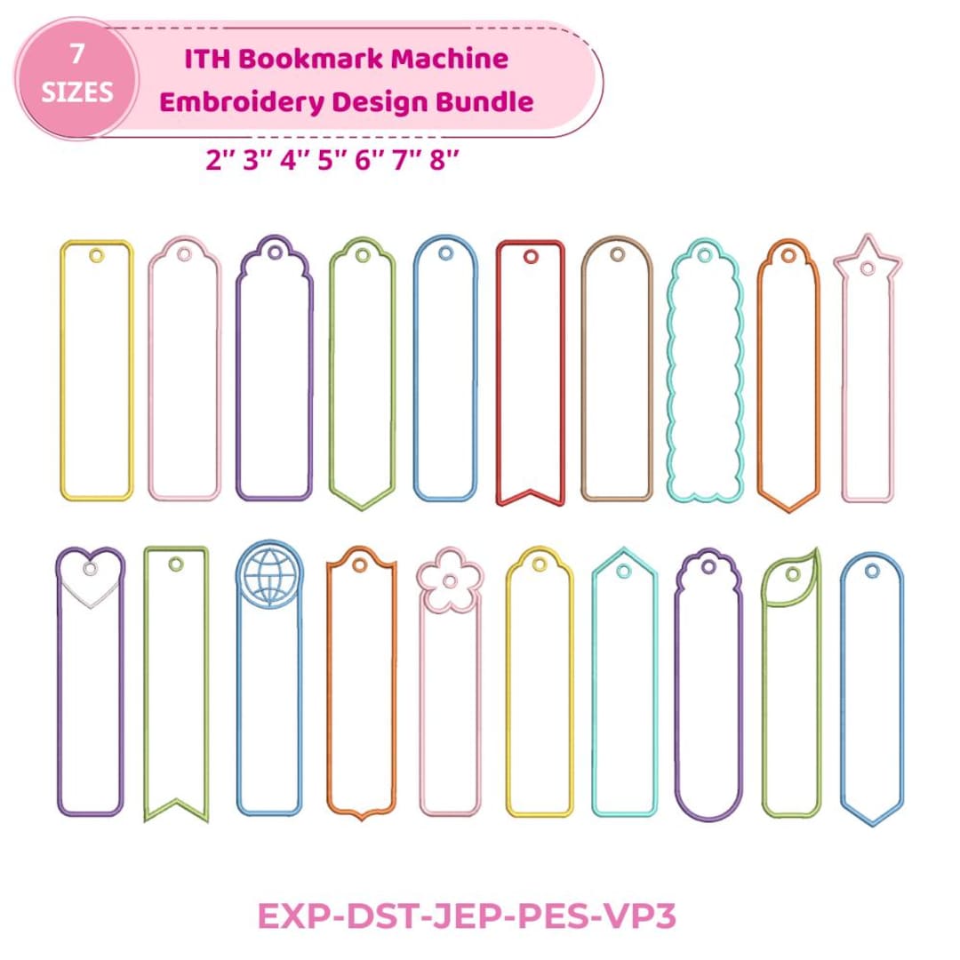 20 ITH Bookmark Embroidery Designs Bundle, in the Hoop Blank Bookmark ...