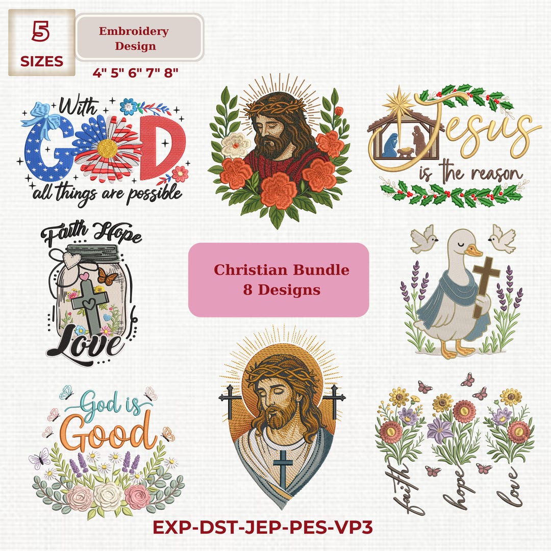 Christian Embroidery Design Bundle, God and Bible Verse Quotes File for ...