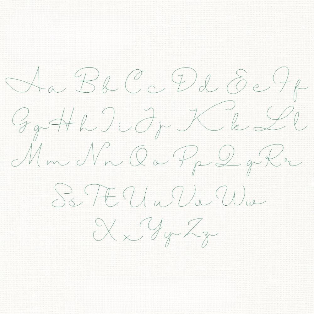 Cursive Run Rustic Bean Stitch Embroidery Font, Cursive Handwritten Alphabet ...