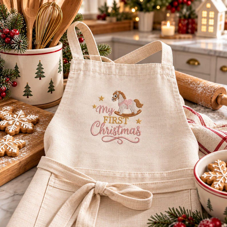 First Home Monogram My First Christmas Embroidery Design Bundle, Baby First Christmas ...