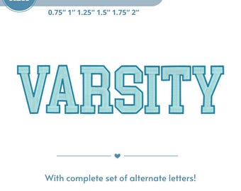 Varsity 2 Color Digital Embroidery Font Alphabet 6 Sizes Instant Download | BX font | 11 formats College University