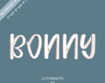Bonny Cursive Stickschrift; 6 Größen, sofortiger Download ONE | PES + 11 weitere Formate