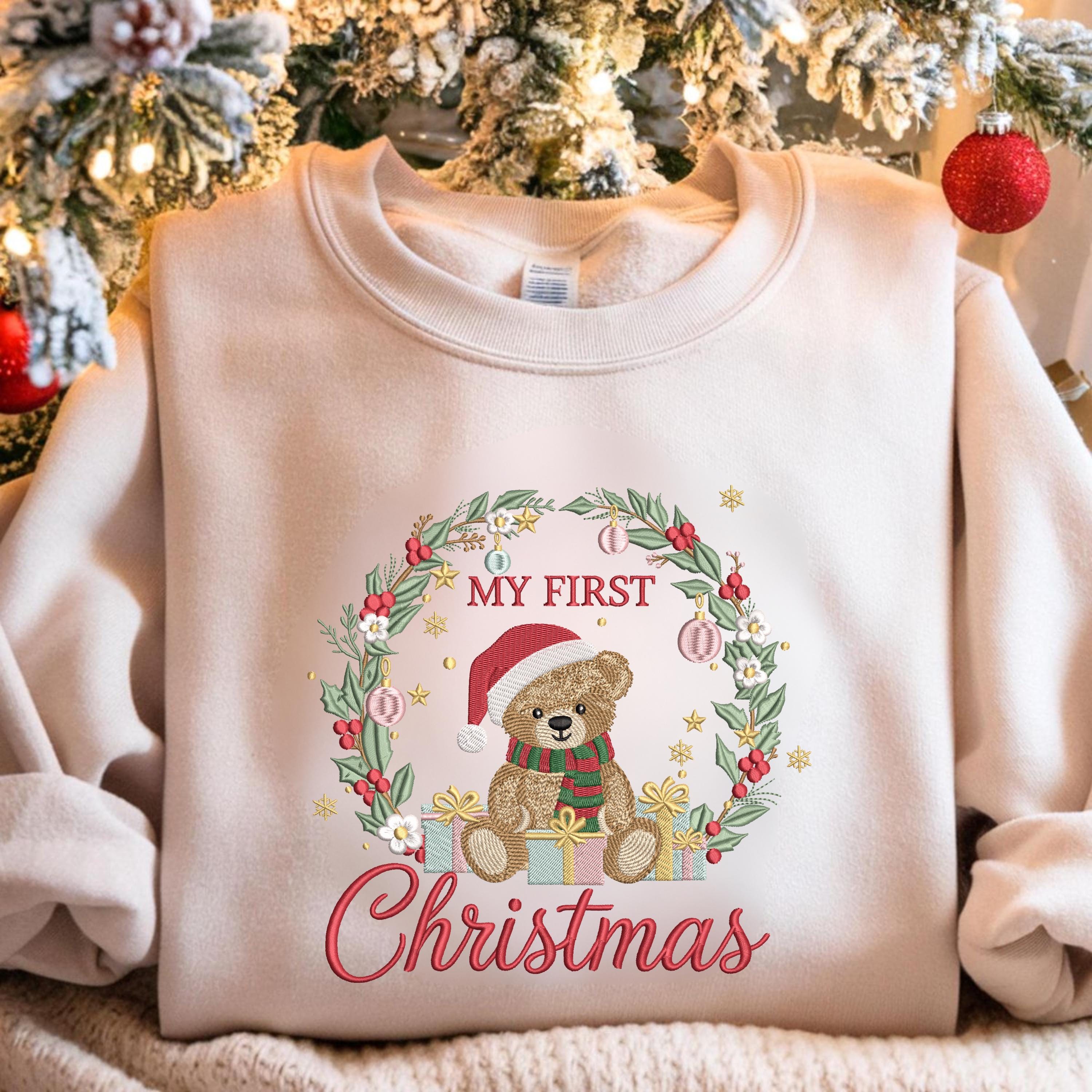 Baby's First Christmas Bear Embroidery Design (digital Download) Etsy