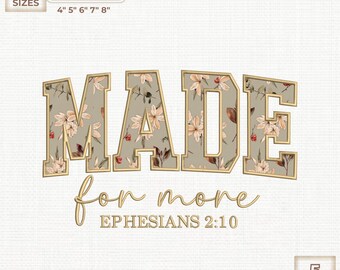 Made For More Embroidery Design, Christian Applique (Digital Download)